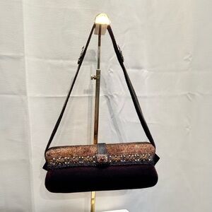 Vintage Mary Frances Velvet Jeweled Baguette Bag 1980s